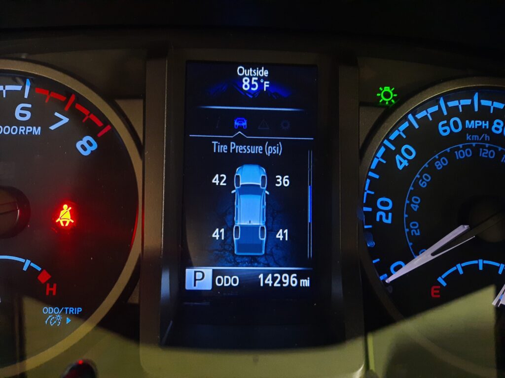 multi-information display tire pressure