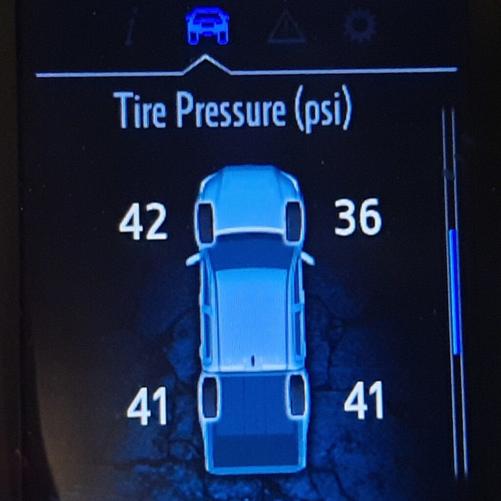tire pressure display closeup toyota tacoma