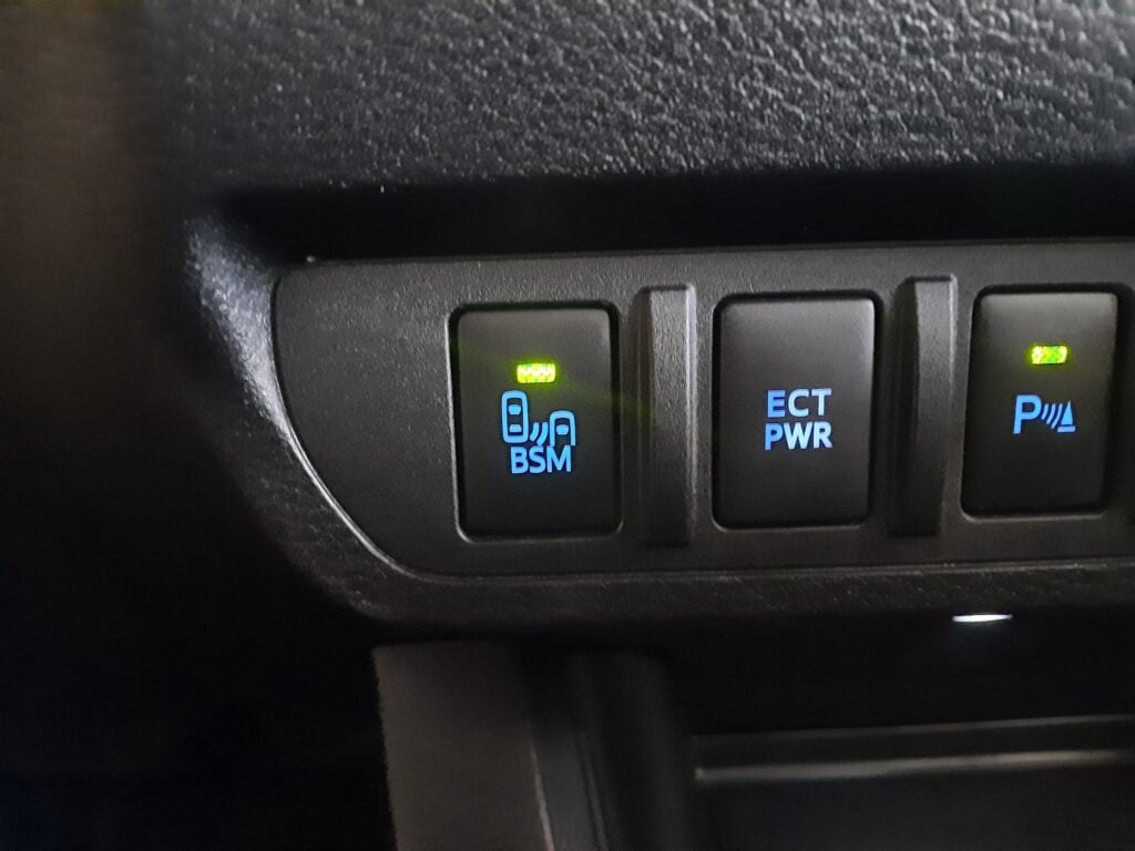 toyota tacoma blind spot monitor button turned on