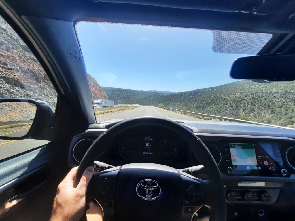 toyota tacoma driving on highway